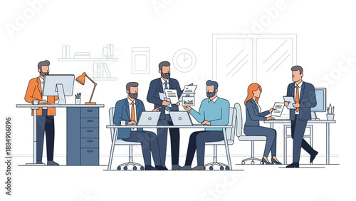 Business Professionals Working in Modern Office.