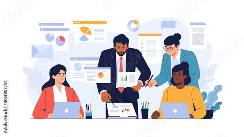 Diverse Business Team Working Together Collaborating.