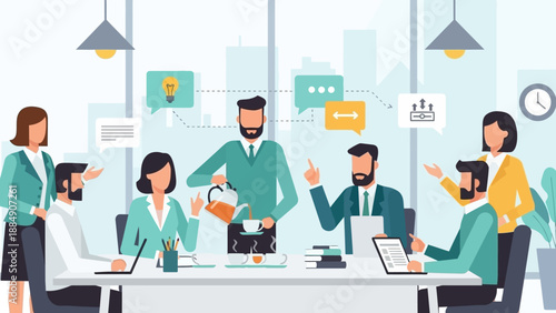 Business Team Meeting in Modern Office Space.