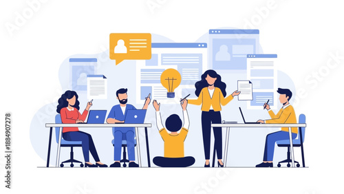 Team Collaboration Office Workspace Meeting Scene.