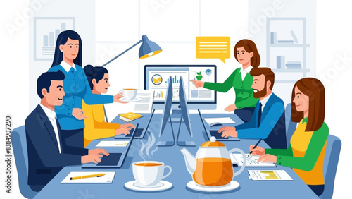 Team Meeting with Business Professionals Discussing.