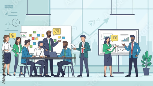 Business Professionals in Meeting Discussing Strategy.