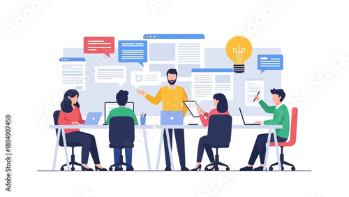 Team Meeting with Colleagues Discussing Ideas.