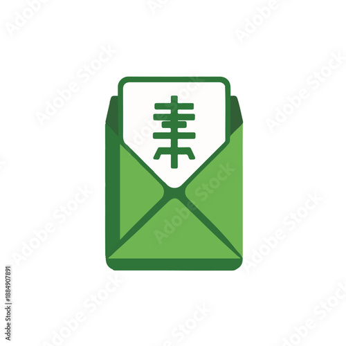 Green Eid Money Envelope Flat Vector Icon