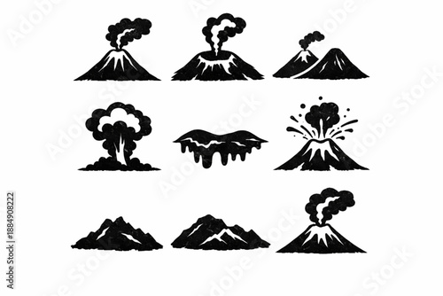 El Salvador volcano icons in torn vector texture style