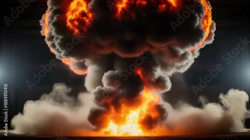 Massive Explosion and Mushroom Cloud