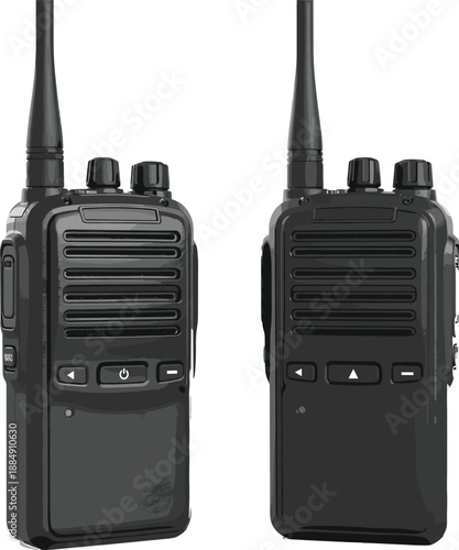 Professional Walkie Talkie Radio Set Vector Illustration Isolated on White Background for Communication, Security, and Emergency Use
