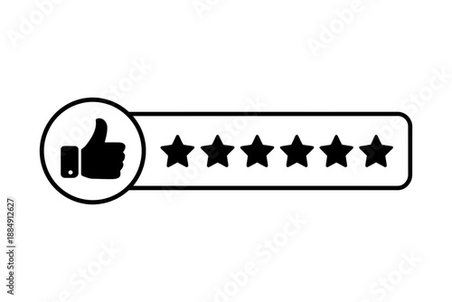 A thumbs up icon with six stars indicates a rating of excellent satisfaction.