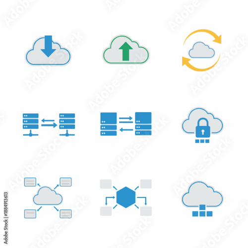 Cloud Computing and Network Infrastructure Icon Set