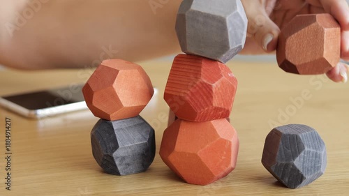 Creative stress relief with wooden blocks stacking practice for calm focus stacking ritual for mindfulness stacking therapy for balance patience hand coordination desk relaxation mental clarity