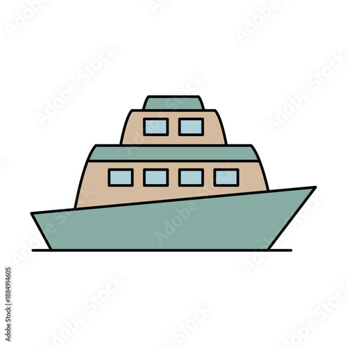 Cruise Ship Travel Icon for Luxury Vacation and Sea Tourism