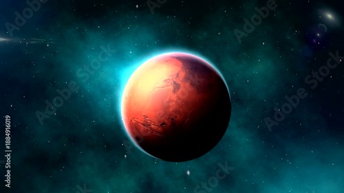 Mars. The Red Planet is the fourth planet from the Sun.
Approaching a planet in space