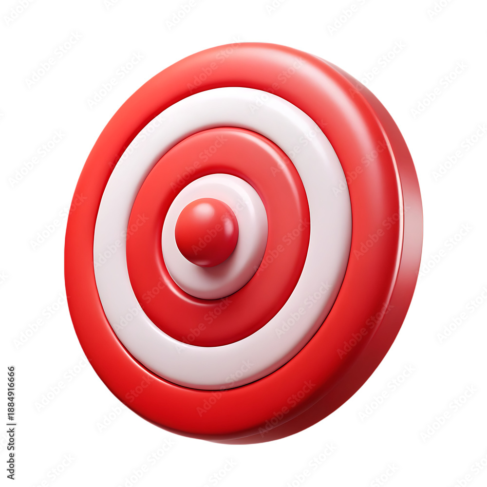 Obraz premium 3d render of a red and white target with a bullseye on a transparent background