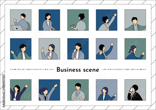 ビジネスシーン人物アイコン素材集