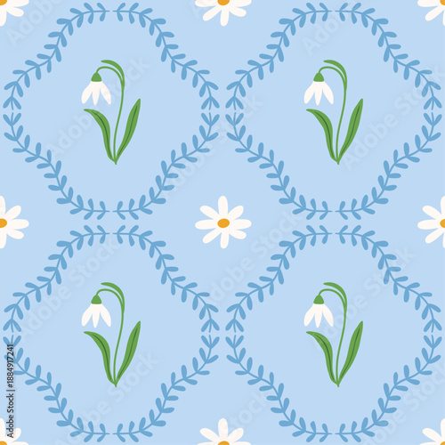 Seamless geometric floral spring-summer pattern design