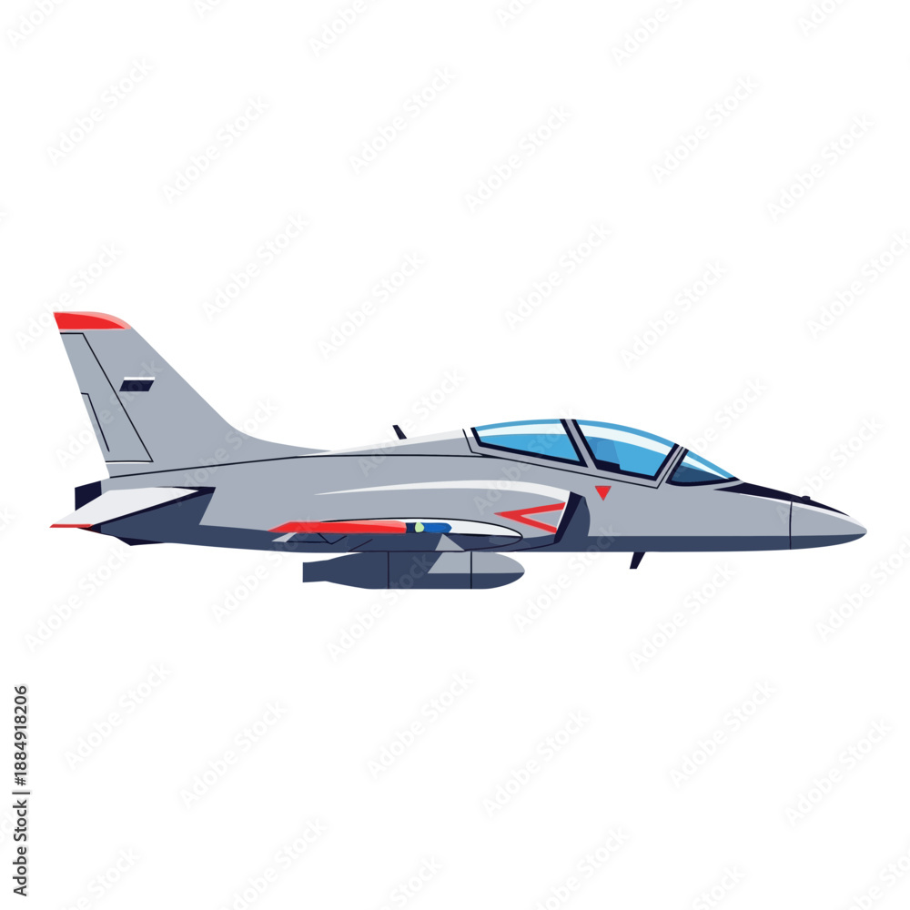 Fototapeta premium Modern jet fighter aircraft, side view, clean vector illustration