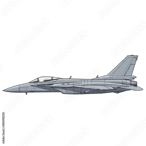 Modern Fighter Jet Aircraft Side View Illustration