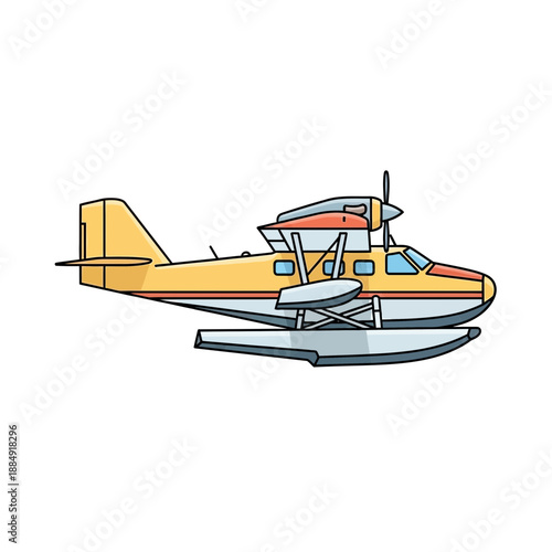 Seaplane cartoon illustration