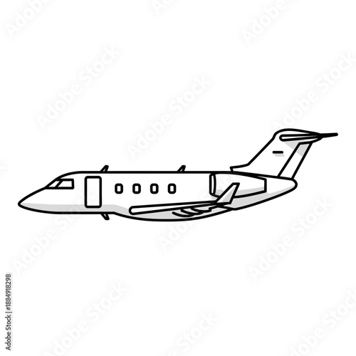 Private jet airplane illustration, line art style