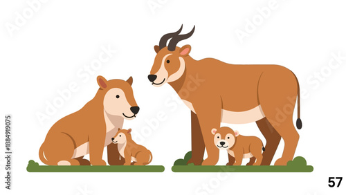 Cow Family Cartoon Illustration.