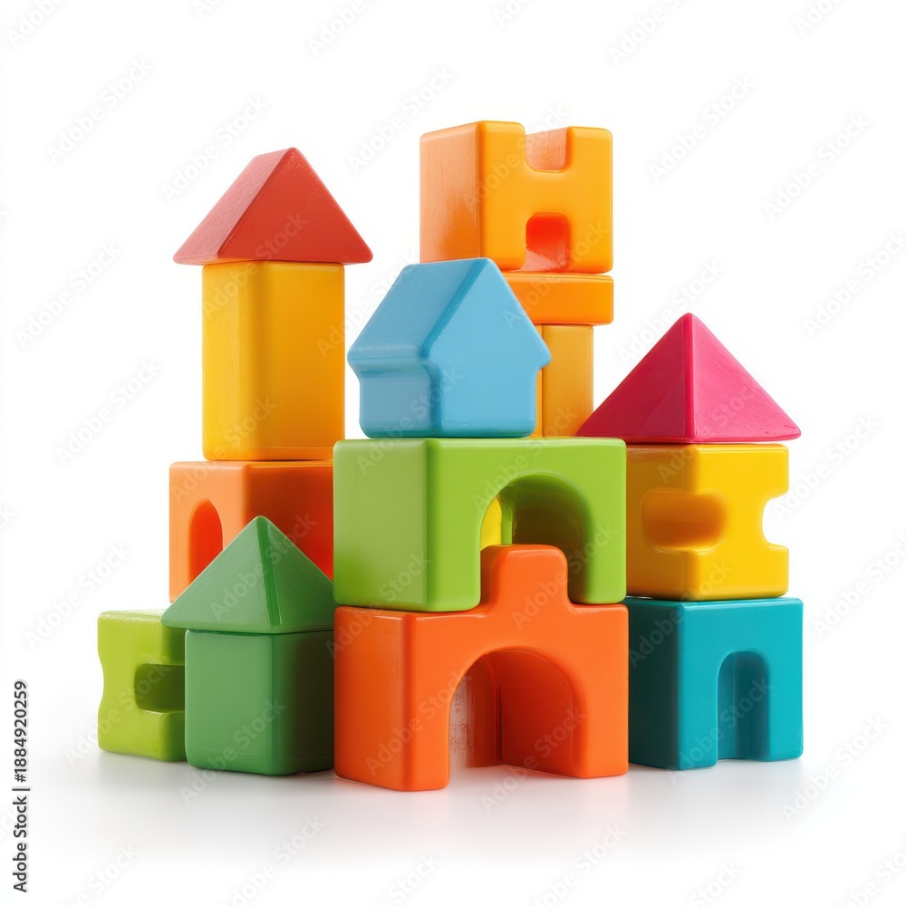 Fototapeta premium building blocks and puzzle isolated on a white background
