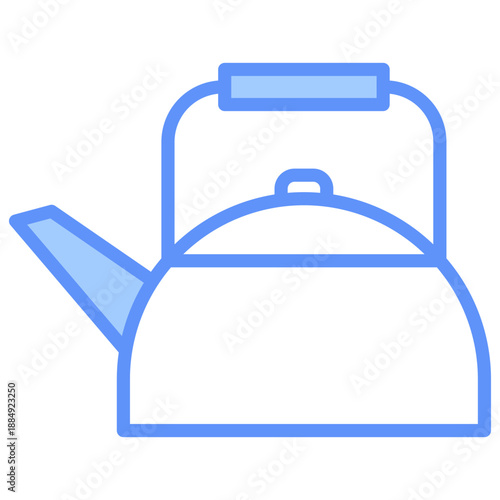 Kettle Outline Blue Color Icon