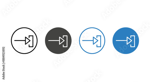 Set of exit or logout icons in different styles and colors.
