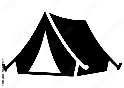 Black silhouette of camping tent