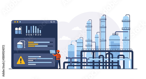 Industrial plant monitoring system with worker and data visualization.