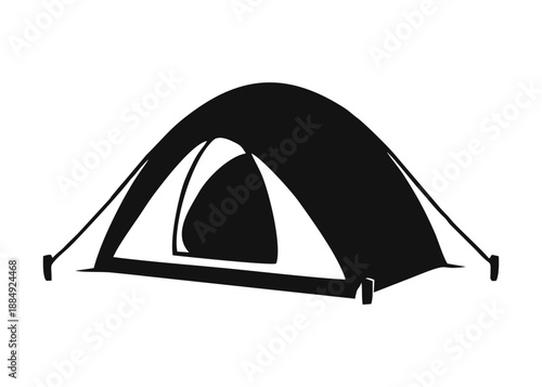 Black silhouette of camping tent