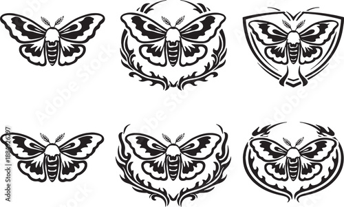 Rosy Maple Moth Ornament Icon Set