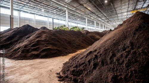 Indoor Composting Facility with Windrows Under Cover of Organic Material and Soil