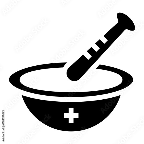 Solid icon of a mortar and pestle