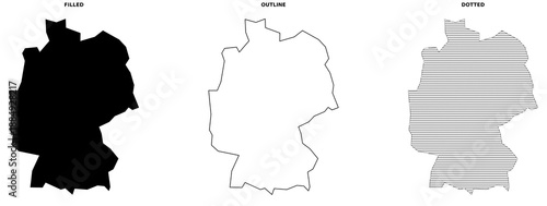 Germany Map Vector Set With Filled, Outline and Dotted Styles in Black and White