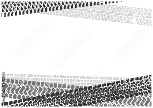 タイヤ跡フレーム風背景（余白あり）｜Tire Tread Background with Copy Space