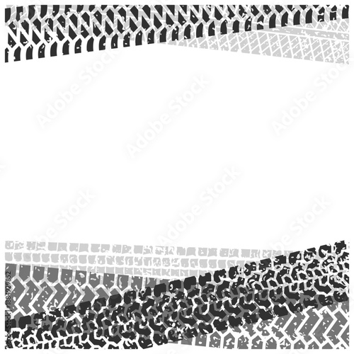 タイヤ跡フレーム風背景（余白あり）｜Tire Tread Background with Copy Space