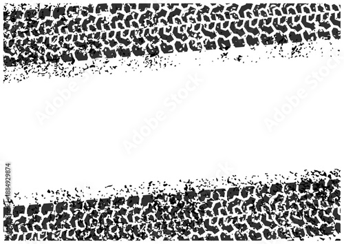 タイヤ跡フレーム風背景（余白あり）｜Tire Tread Background with Copy Space