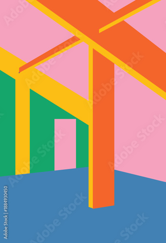 Design wall art bold retro abstract room colorful unique