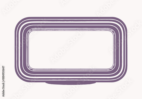 Purple layered rectangular frame with hollow center viewed from directly above