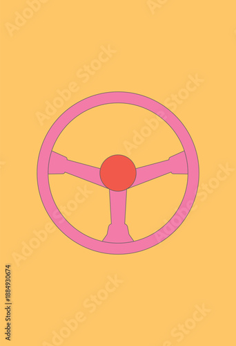 Design wall art wheel steering retro bold vibrant abstract colorful