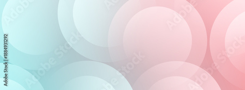 Soft pastel circles banner background with gradient shades of blue and pink