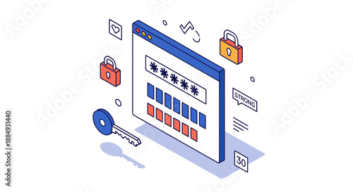 Secure online password entry with key and lock symbols for protection.