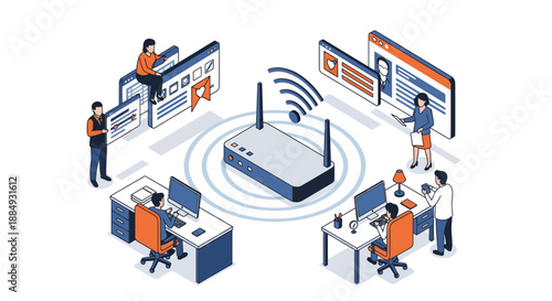 Wireless router connecting people to the internet for online activities and work.