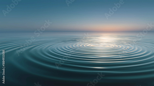 Ripples on Serene Water: Tranquil water, adorned with concentric ripples, reflecting the ethereal glow of the sun, creating an atmosphere of peace and serenity.