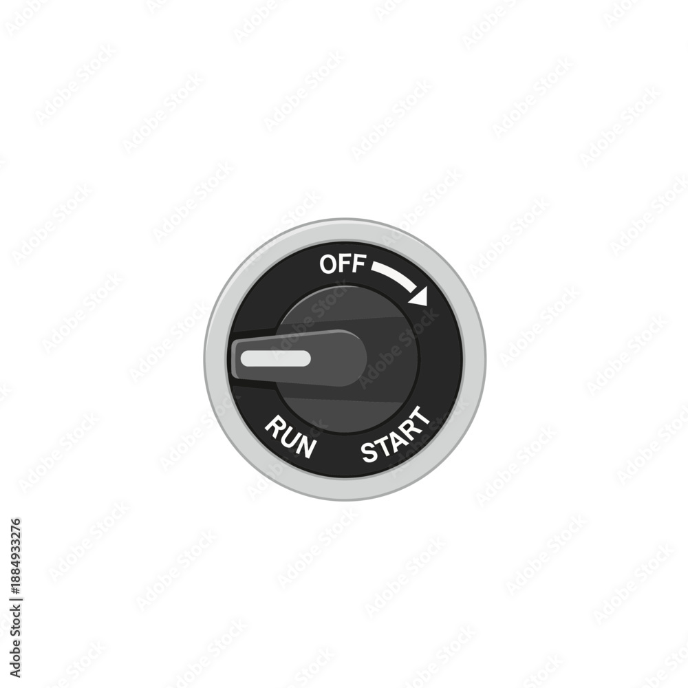 Fototapeta premium Rotary switch knob with OFF, RUN, START positions