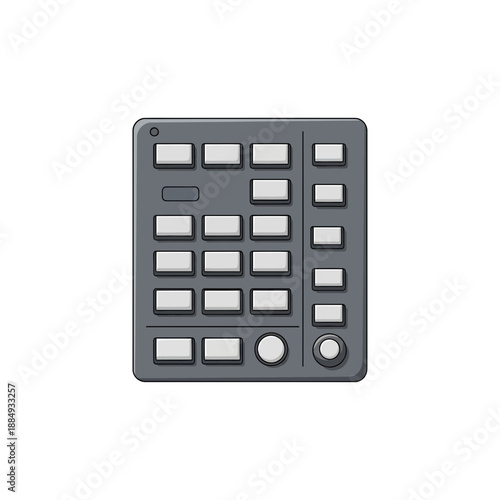 Modern DJ controller with pads and knobs, isolated on white
