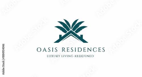 Luxury Oasis Residences Logo Design with Palm Trees.