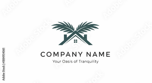 Luxury Home Logo Design with Palm Trees and Oasis Theme.