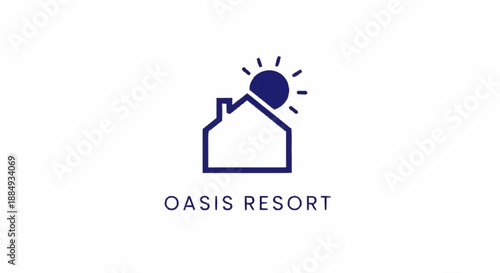 Simple line art logo for Oasis Resort featuring a house and sun.