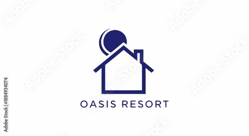 Oasis Resort logo design with house and sun symbol.
